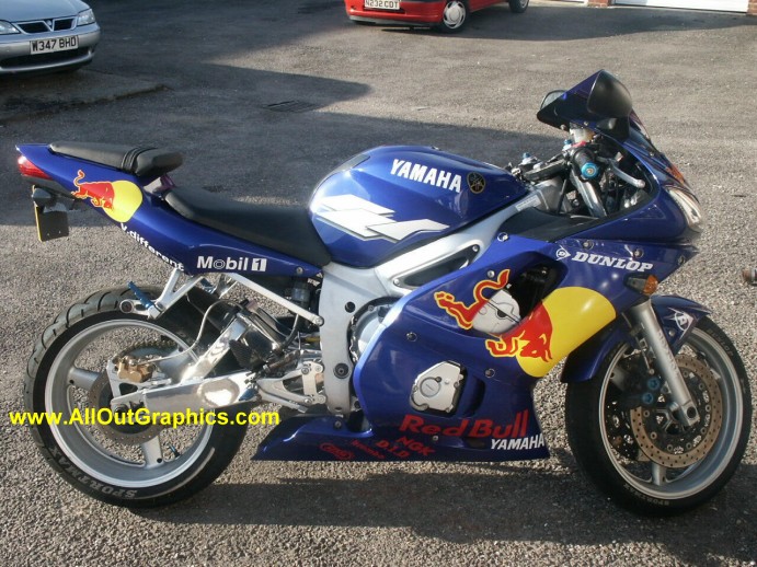 Yamaha R6 with Red Bull race replica decals